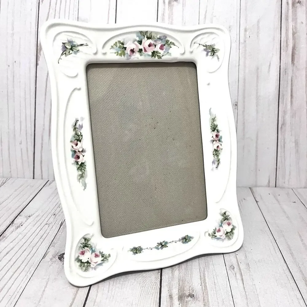Terragrafics Vintage Frame Ceramic Porcelain Rose Cottage Core Shabby Chic